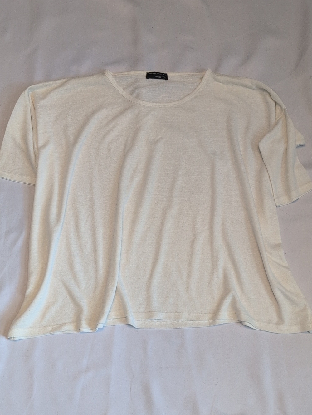 Zara White Short Sleeve Lightweight Tee